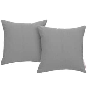 Summon Sunbrella Square Outdoor Throw Pillow in Gray 2-Piece Set