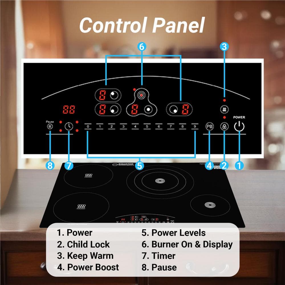 Equator 30" Black Ceramic-Induction 4 Burner Cooktop with Touch Control
