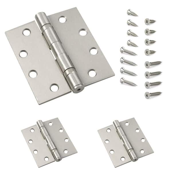 4 in. x 4-1/2 in. Brushed Nickel Full Mortise Ball Bearing Butt Hinge with Removable Pin (3-Pack)