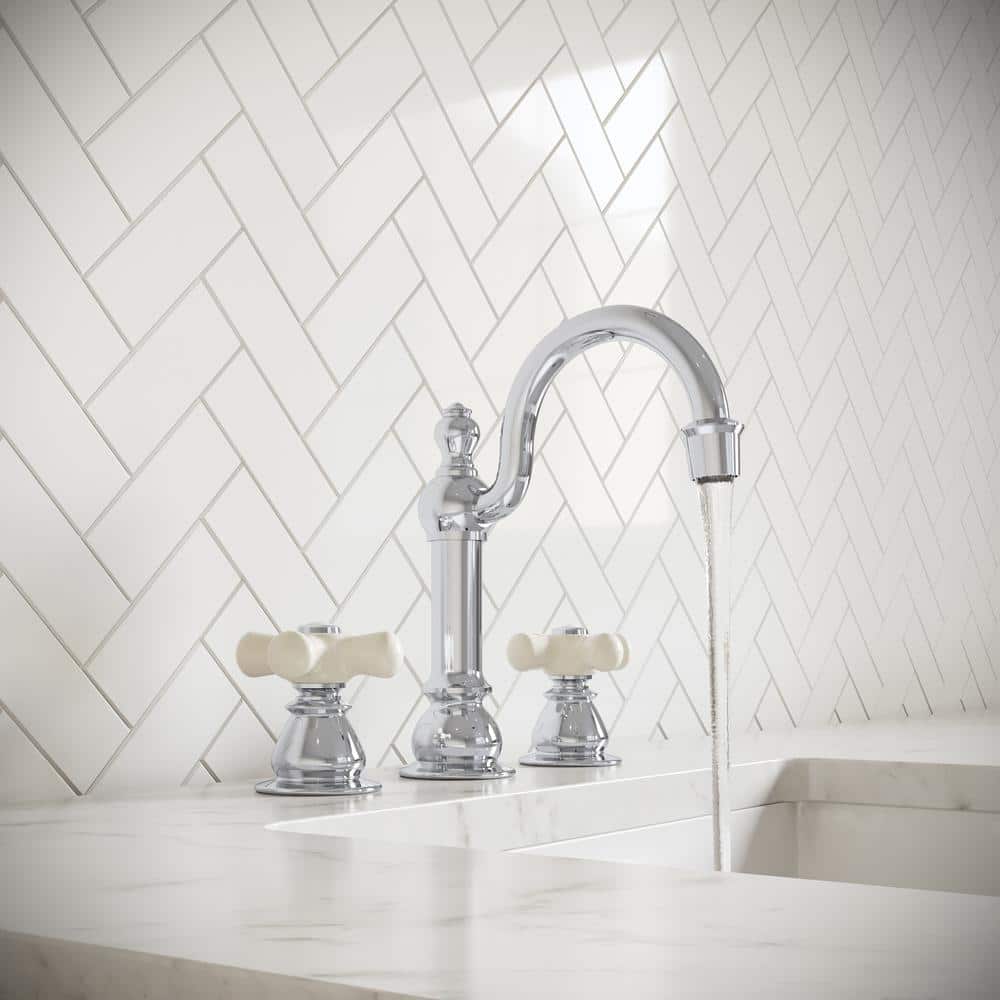 Classic Chrome Widespread Lavatory Faucet with Cross Handles