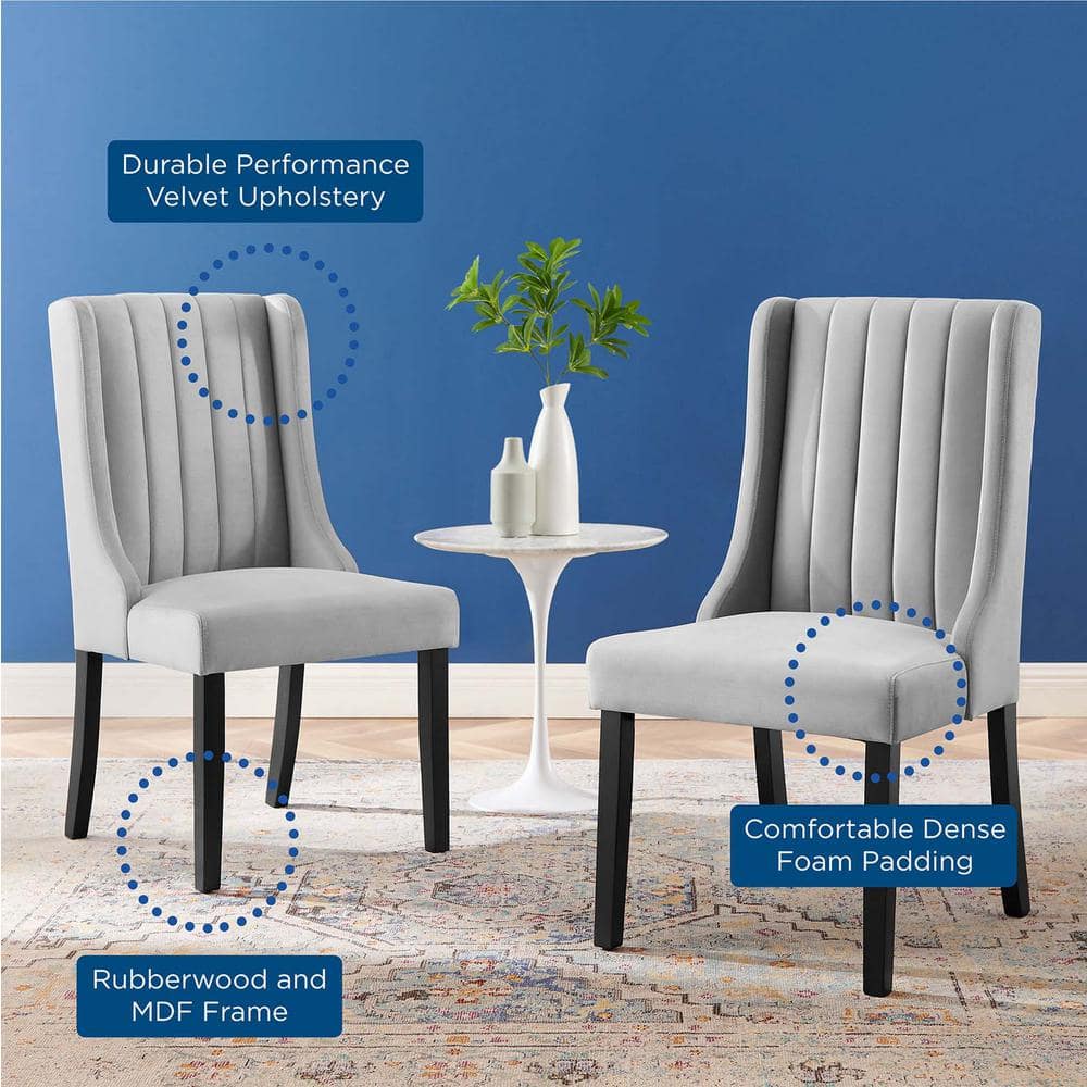 Parsons Light Gray Velvet Side Chair with Channel Tufting - Set of 2