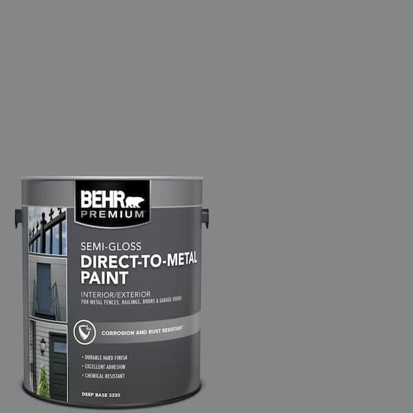 BEHR PREMIUM 1 gal. #N500-5 Magnetic Gray color Semi-Gloss Direct to Metal Interior/Exterior Paint