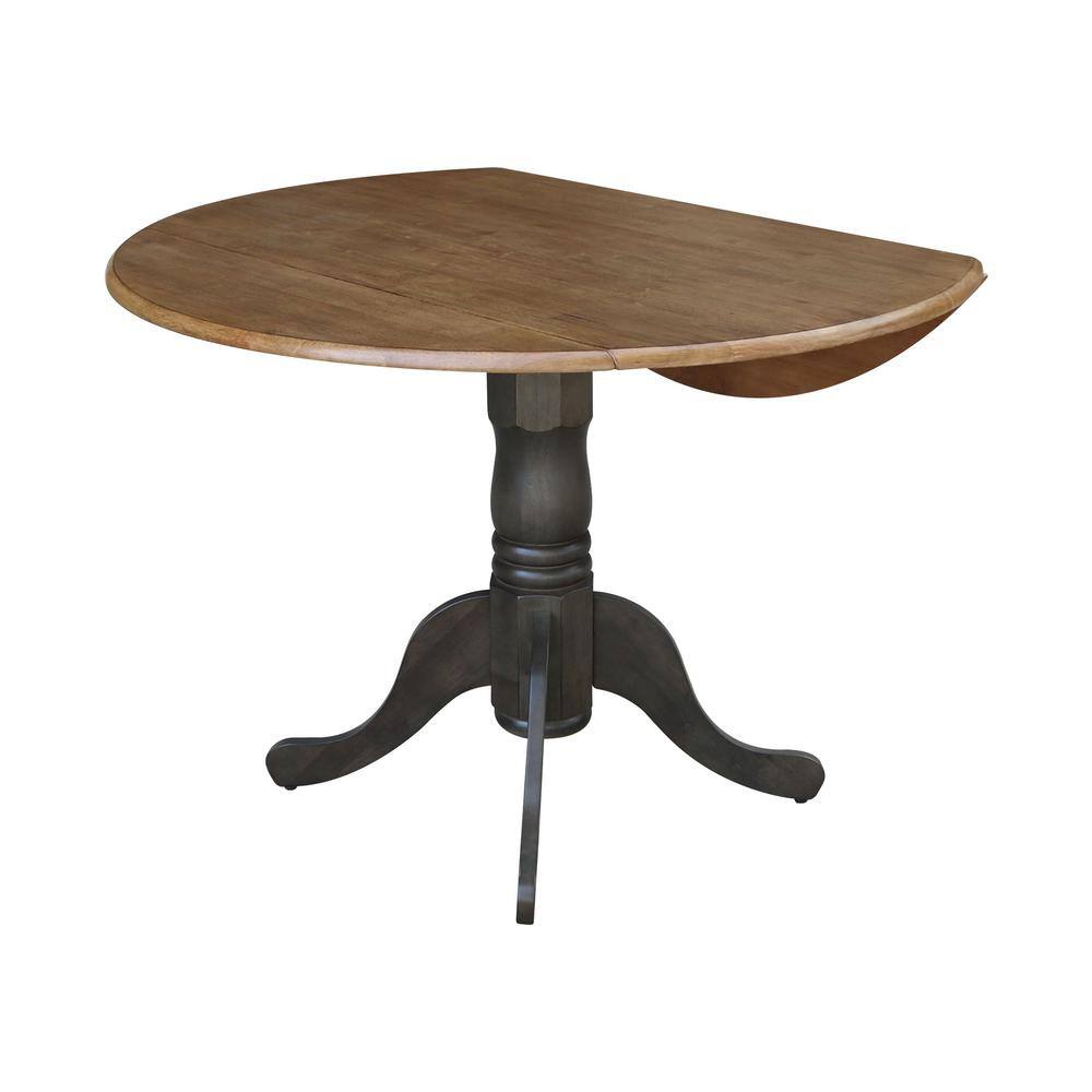 Cottage Charm 42" Round Hickory Wood Extendable Dining Table