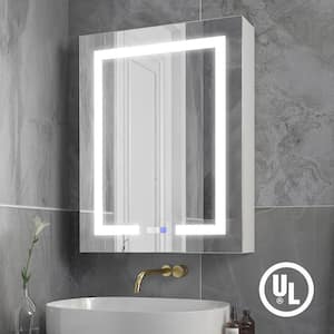 LED Illuminated Bathroom Mirror Cabinet Switch MakeUp 100x72 L27 Light Gray 