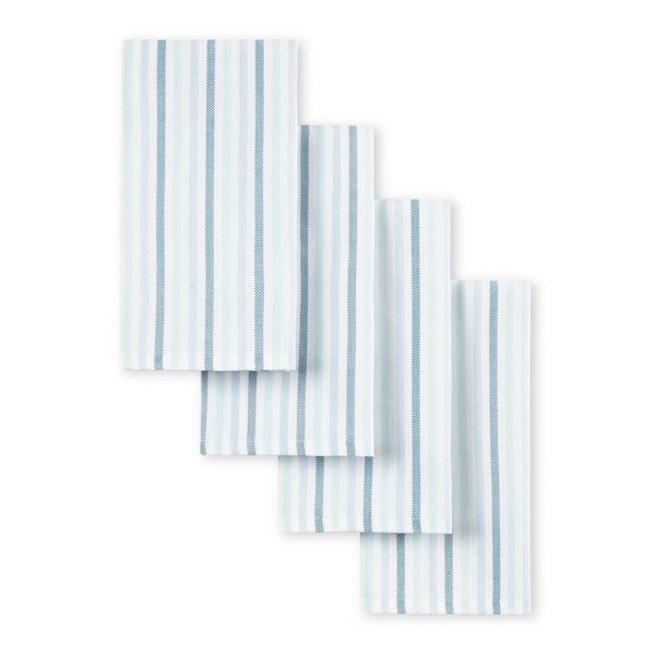MARTHA STEWART Daisy Stripe 19 in. W x 19 in. H Blue Cloth Napkins (Set of 4)