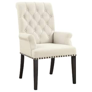 Alana Beige and Smokey Black Fabric Upholstered Arm Chair