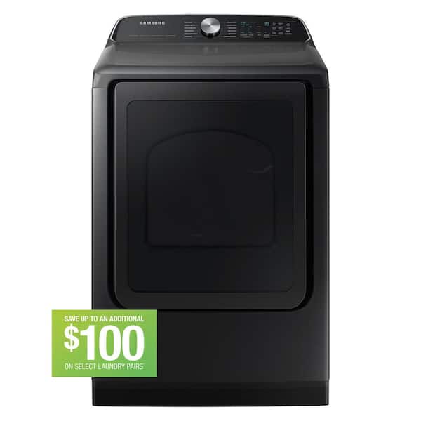 Samsung 7.4 cu. ft. Vented Smart Front Load Electric Dryer with Steam Sanitize+ in Brushed Black
