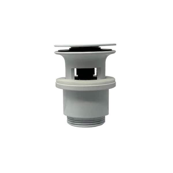1-1/4 in. Bathroom Push Waste Drain with Overflow, Glossy White