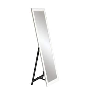 Coastal White Wood Freestanding Full Length Framed Mirror 21 in. W x 70.5 in. H Black Metal Stand