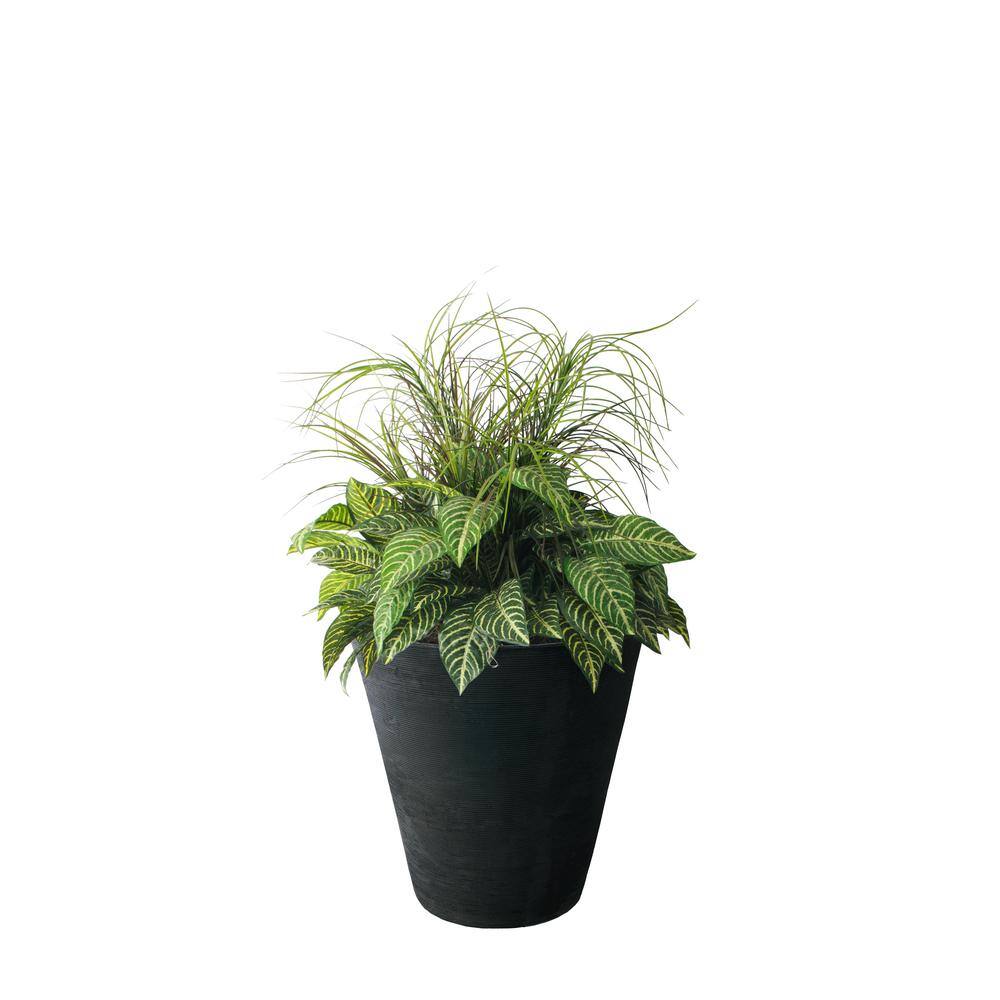 Black Large Round Self-Watering Outdoor Planter
