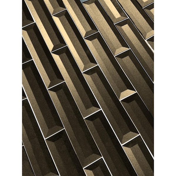 Forever Bronze 2 in. x 8 in. Glossy Beveled Glass Subway Wall Tile (24 sq.ft./Case)