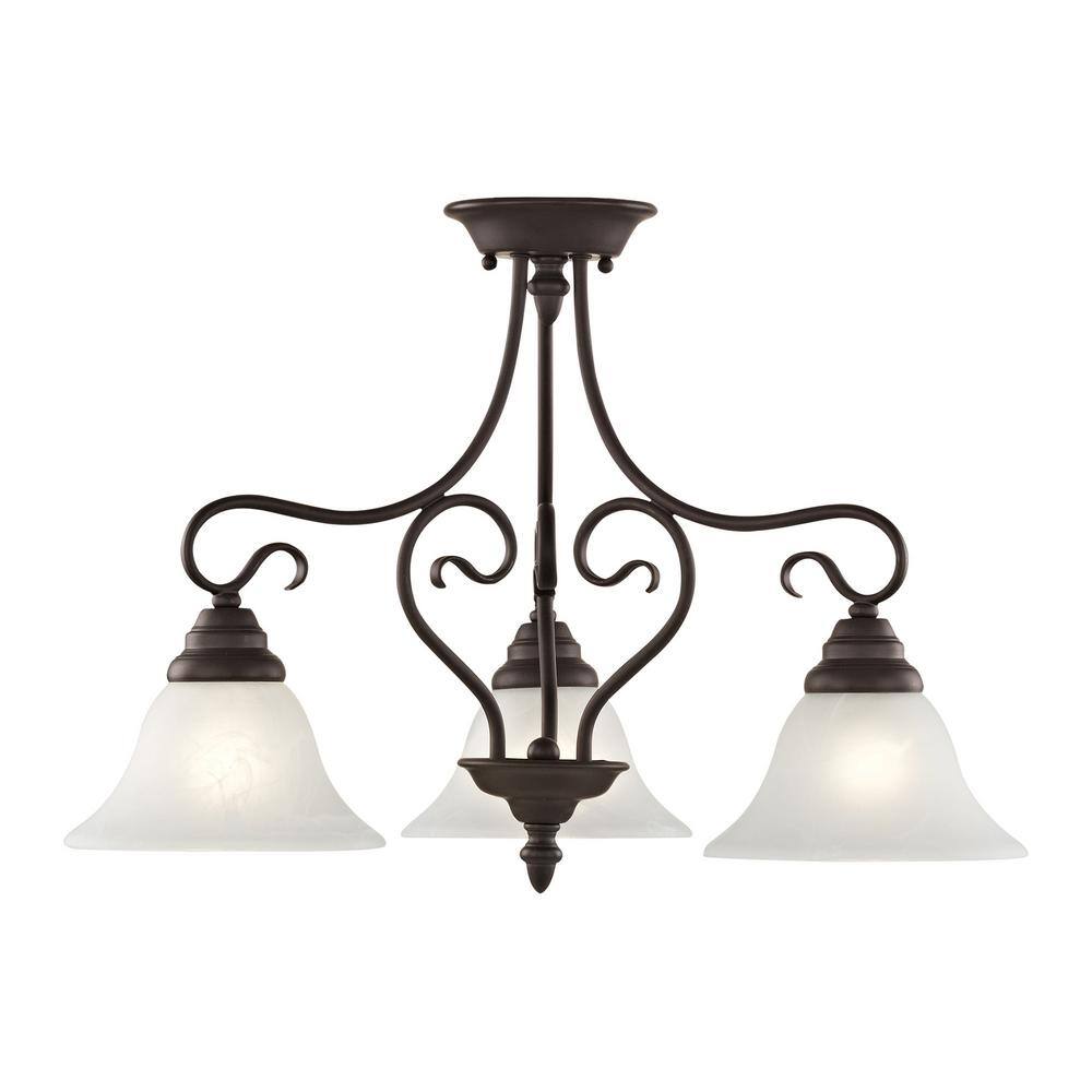 Timeless Bronze 3-Light Chandelier with White Alabaster Glass