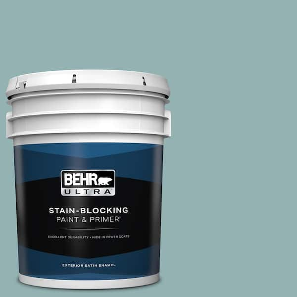 BEHR ULTRA 5 gal. #500F-5 Gulf Winds Satin Enamel Exterior Paint & Primer