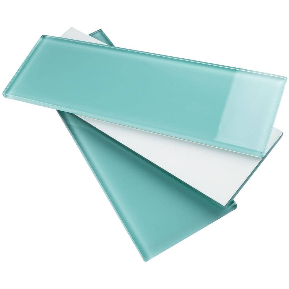 Crystile Ocean 4 in. X 12 in. Glossy Glass Subway Tile (10 sq. ft./Case)