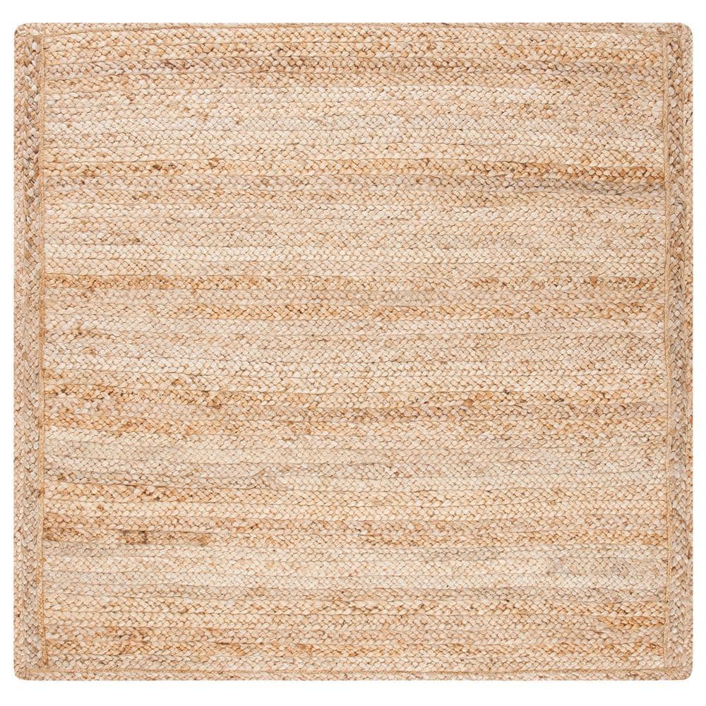 Handwoven Natural Fiber 6' Square Braided Stripe Area Rug