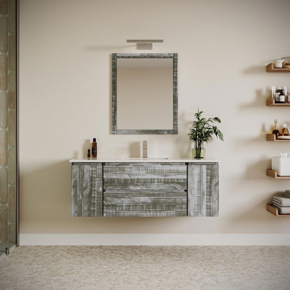 Formosa 53" Gray Acacia Wall-Mounted Single Sink Vanity