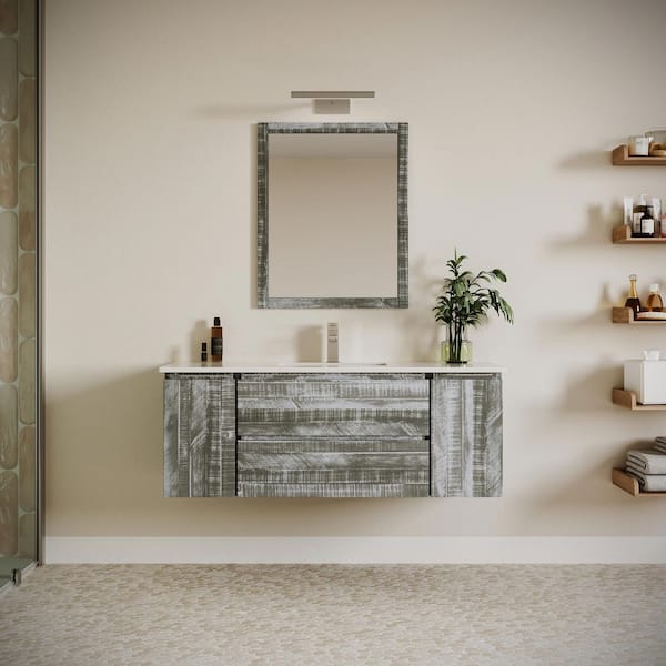 Formosa 53 in. Wall Mount Floating Single Bath Vanity Cabinet without Top in Sage Gray