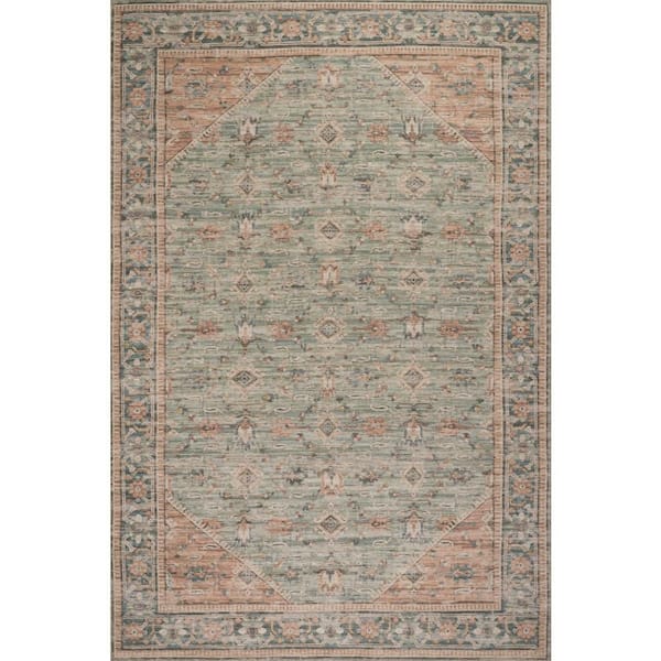 Nysera Traditional Bordered Area Blue 9 ft. x 12 ft. Indoor Area Rug
