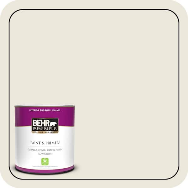 BEHR PREMIUM PLUS 1 qt. #BXC-32 Picket Fence White Eggshell Enamel Low Odor Interior Paint & Primer