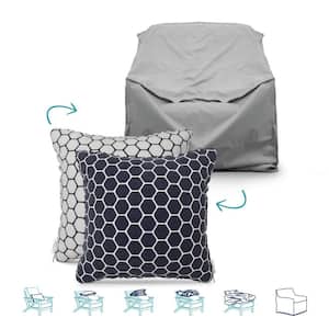 Pillow-To-Cover 18 in. Dual Wire Indigo Pillow Club Chair Cover