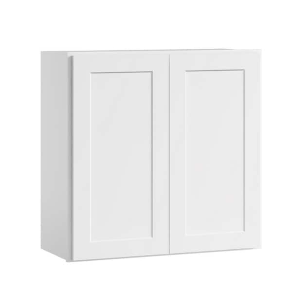 33 in. W x 12 in. D x 36 in. H in Shaker White Plywood Ready to Assemble Kitchen Wall Cabinet with Doors and Shelves