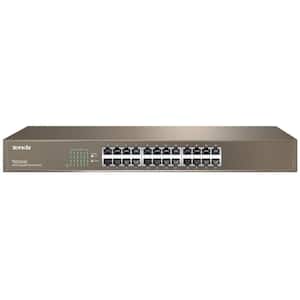 24-Port Unmanaged Network Switch, Office Ethernet Switch, Plug and Play, Sturdy Metal, Fanless, Traffic Optimization