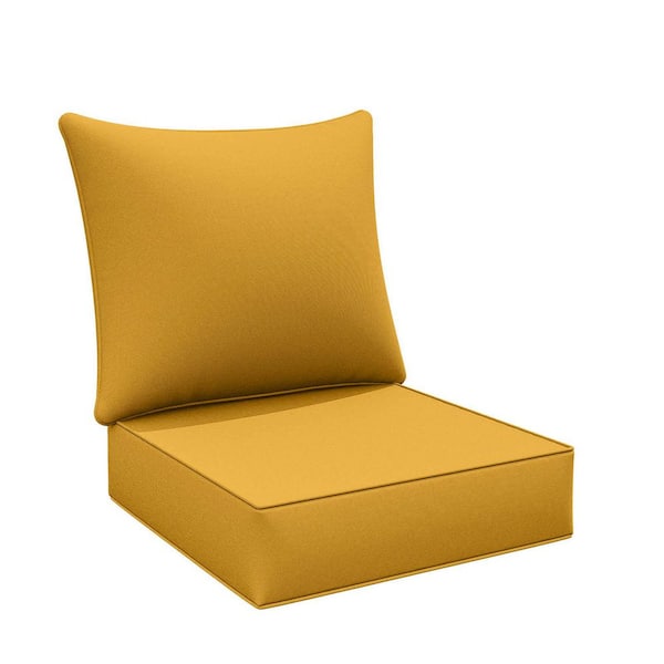 WNP 24 in. x 24 in. Deep Seat Outdoor Lounge Cushion with Backrest, Premium Waterproof Patio Furniture Cushions Yellow
