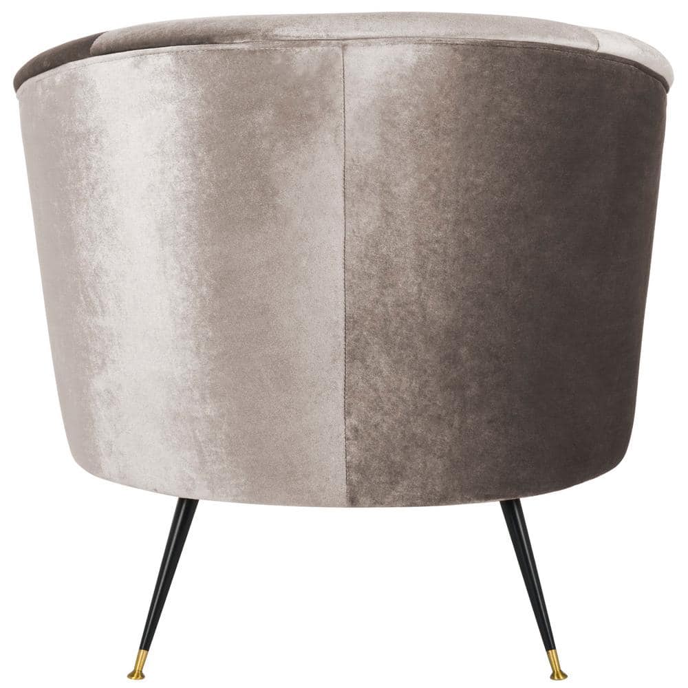 Hazelwood Gray Velvet Barrel Accent Chair with Gold Cap Legs