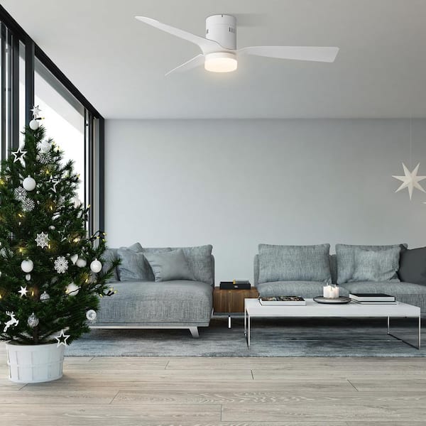 Striver 52 in. Indoor White Smart Ceiling Fan with Dimmable LED Light and Remote, Works with Alexa and Google Home