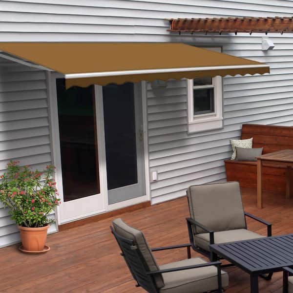 ALEKO RETRACTABLE 10' X 8' PATIO AWNING 10FT X 8FT (3M X 2.5M) SOLID SAND