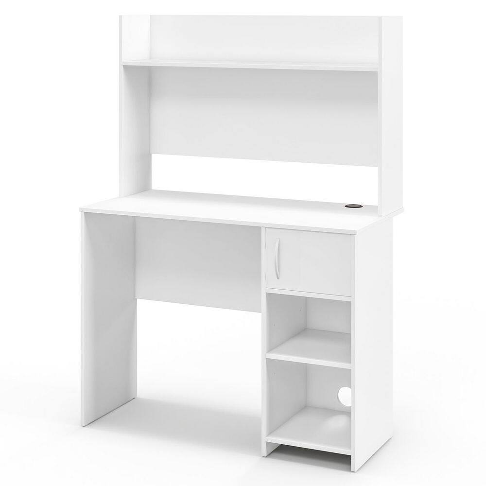 Computer Desk Home Office Desk w/ Raised Display Shelf & 2 Open Shelves