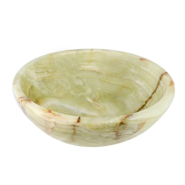 Onyx Marble Designs Round Onyx Stone Vessel Stink in Moss Green