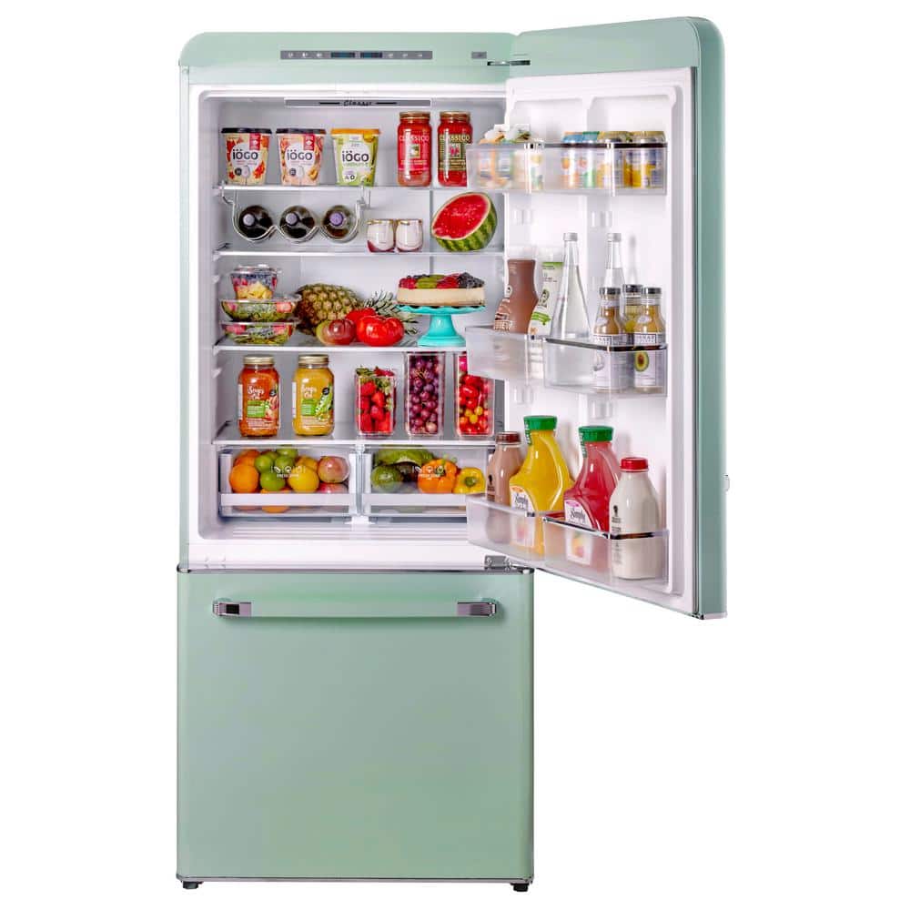 Summer Mint Green 18 Cu. Ft. Bottom Freezer Refrigerator with Ice Maker
