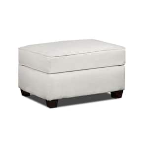 Relay Mist Cream Polyester Washed Tweed Rectangular Upholstered Ottoman