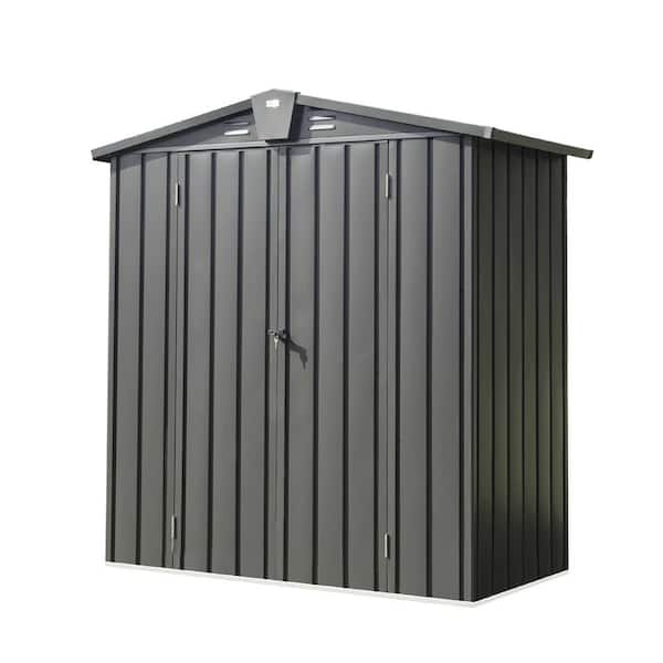 Sudzendf 5.7 ft. W x 3 ft. D Outdoor Black Metal Storage Shed Tool Shed with Lockable Double Door (17 sq. ft.)