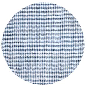 Marbella Navy/Ivory 6 ft. x 6 ft. Houndstooth Round Area Rug