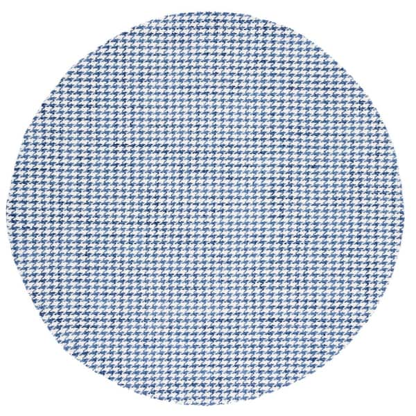 SAFAVIEH Marbella Navy/Ivory 6 ft. x 6 ft. Houndstooth Round Area Rug