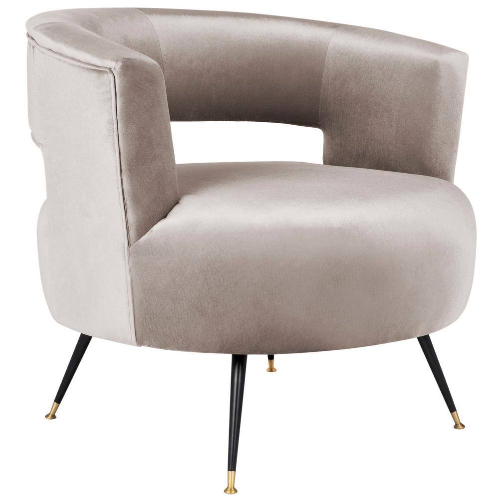 Hazelwood Velvet Barrel Accent Chair with Wood Frame