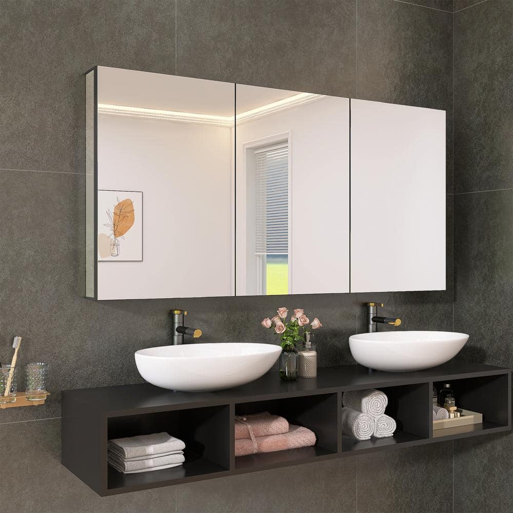 60 in. W x 30 in. H Rectangular Surface/Recessed Mounted Medicine Cabinet w