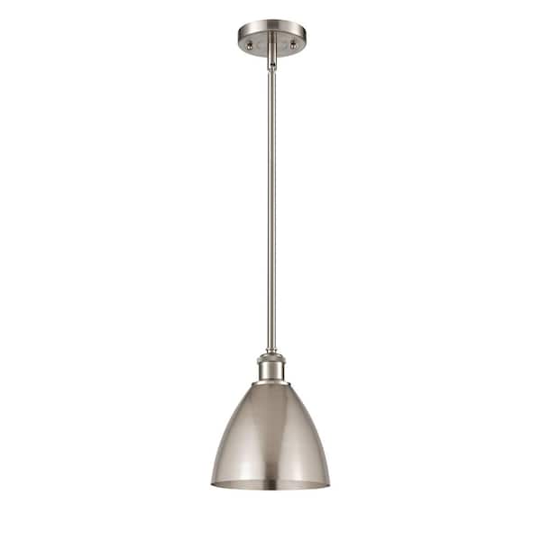 Innovations Metal Bristol 60-Watt 1-Light Brushed Satin Nickel Shaded Mini Pendant Light with Metal Shade
