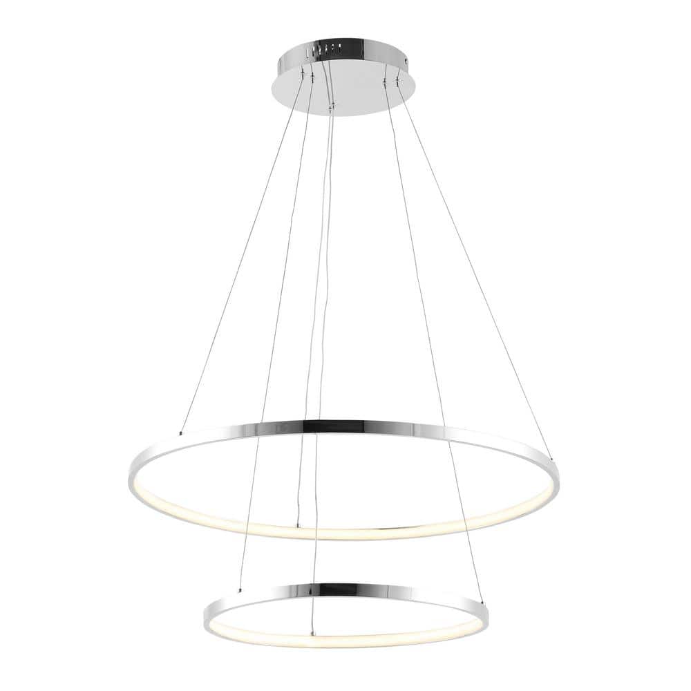 Brice Minimalistic Chrome Double Hoop LED Pendant