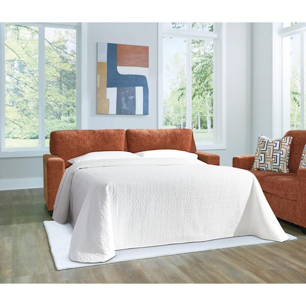 Aviemore 85 in. Orange Solid Polyester Queen Size Sofa Bed