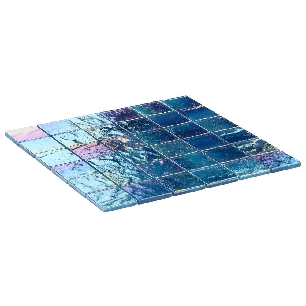 Shallows Blue Iridescent Glass Mosaic Wall Tile