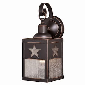 Ranger 1-Light Bronze Rustic Texas Star Outdoor Wall Sconce Lantern