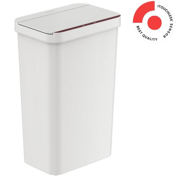 iTouchless 13.2 Gal. / 50 Liter White Sensor Kitchen Household Metal Trash Can