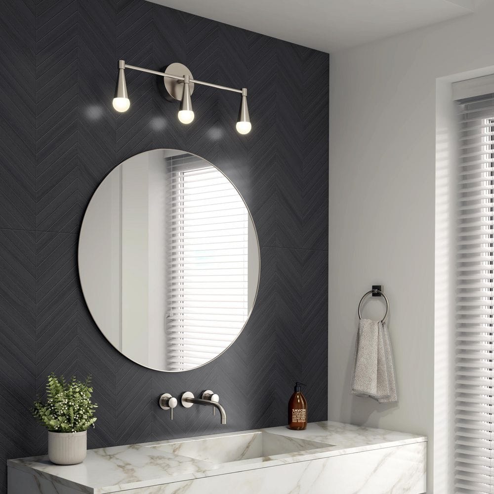 Wayden 20.94 in. 3-Light Brushed Nickel 3CCT LED Integrated Wall Vanity Light Fixture price history on PriceWatchPro