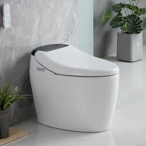 Elongated Smart Bidet Toilet 1.32 GPF in White with Auto Open/Close, Auto Flush, Heated Seat, Full Wash, and Kid Wash