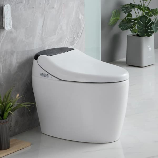 MEDUNJESS Elongated Smart Bidet Toilet 1.32 GPF in White with Auto Open/Close, Auto Flush, Heated Seat, Full Wash, and Kid Wash