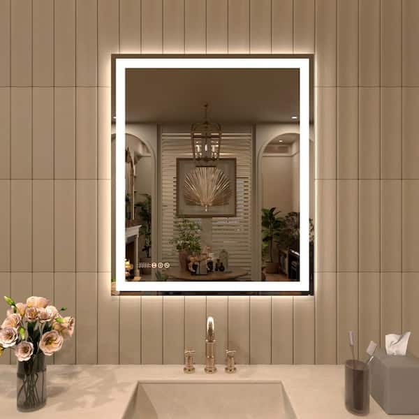 TaiMei 30 in. W x 36 in. H Rectangular Frameless LED Wall Bathroom Vanity Mirror