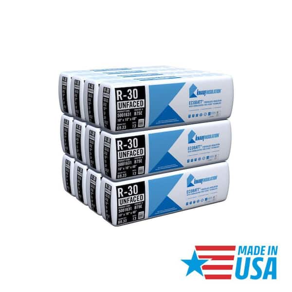 R-30 EcoBatt Unfaced Fiberglass Insulation Batt 16 in. x 48 in. x 10 in. (12-Bags)